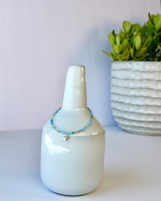 Boho Gemstone Beaded Bracelet Sterling Silver Magnetic Clasp Casual Minimalist Fine Jewelry Gift