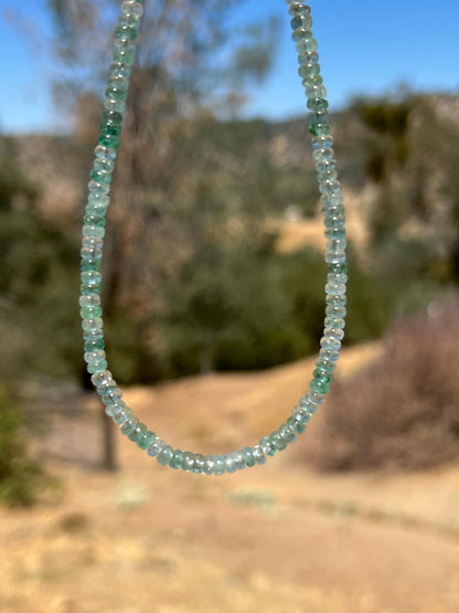 Strawberry Quartz Necklace: Sterling Silver Magnetic Clasp, Boho Green Beaded Jewelry