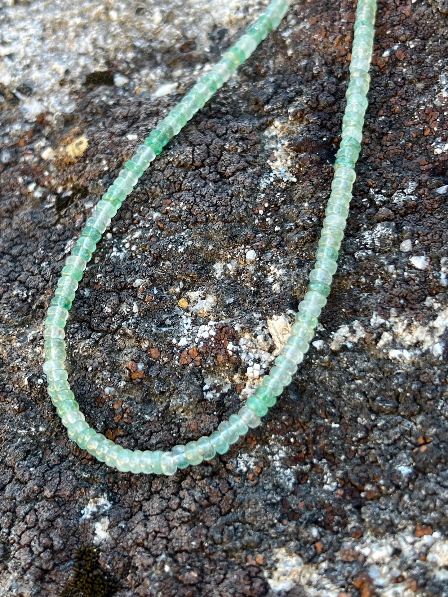 Strawberry Quartz Necklace: Sterling Silver Magnetic Clasp, Boho Green Beaded Jewelry