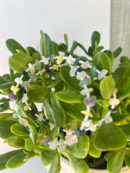 Gemstone Beaded Choker Necklace Sterling Silver Magnetic Clasp Eclectic Boho Design