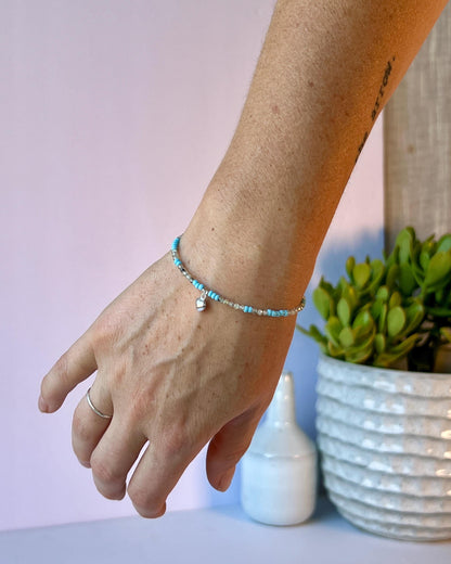 Boho Gemstone Beaded Bracelet Sterling Silver Magnetic Clasp Casual Minimalist Fine Jewelry Gift