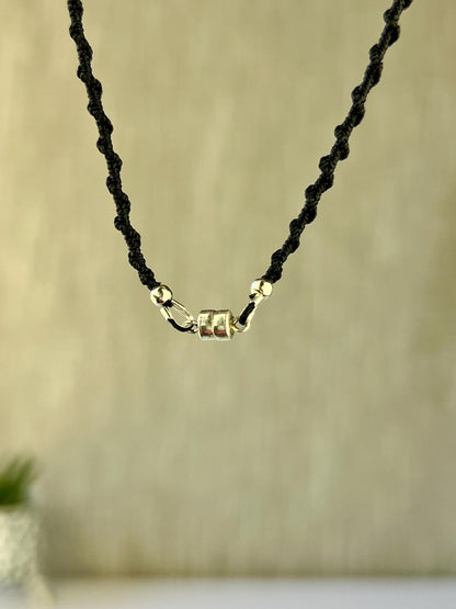 Hand Knotted Glass Bead Choker Necklace Sterling Silver Magnetic Closure Minimalist Jewlery Boho Style