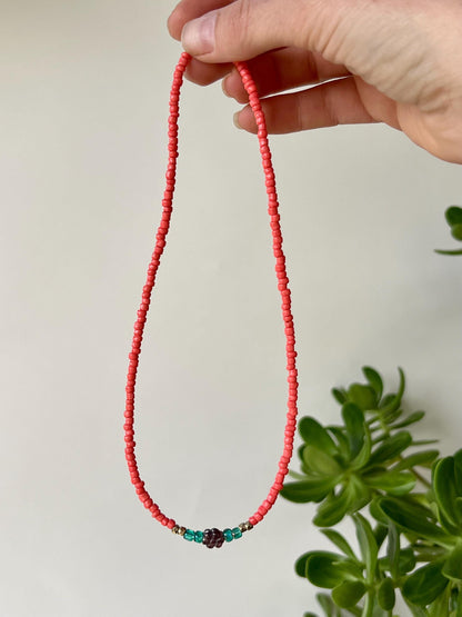 Delicate Seed Bead Choker Necklace, Sterling Silver Magnetic Closure, Minimalist Boho Style