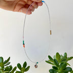 Seed Bead Heart Charm Necklace