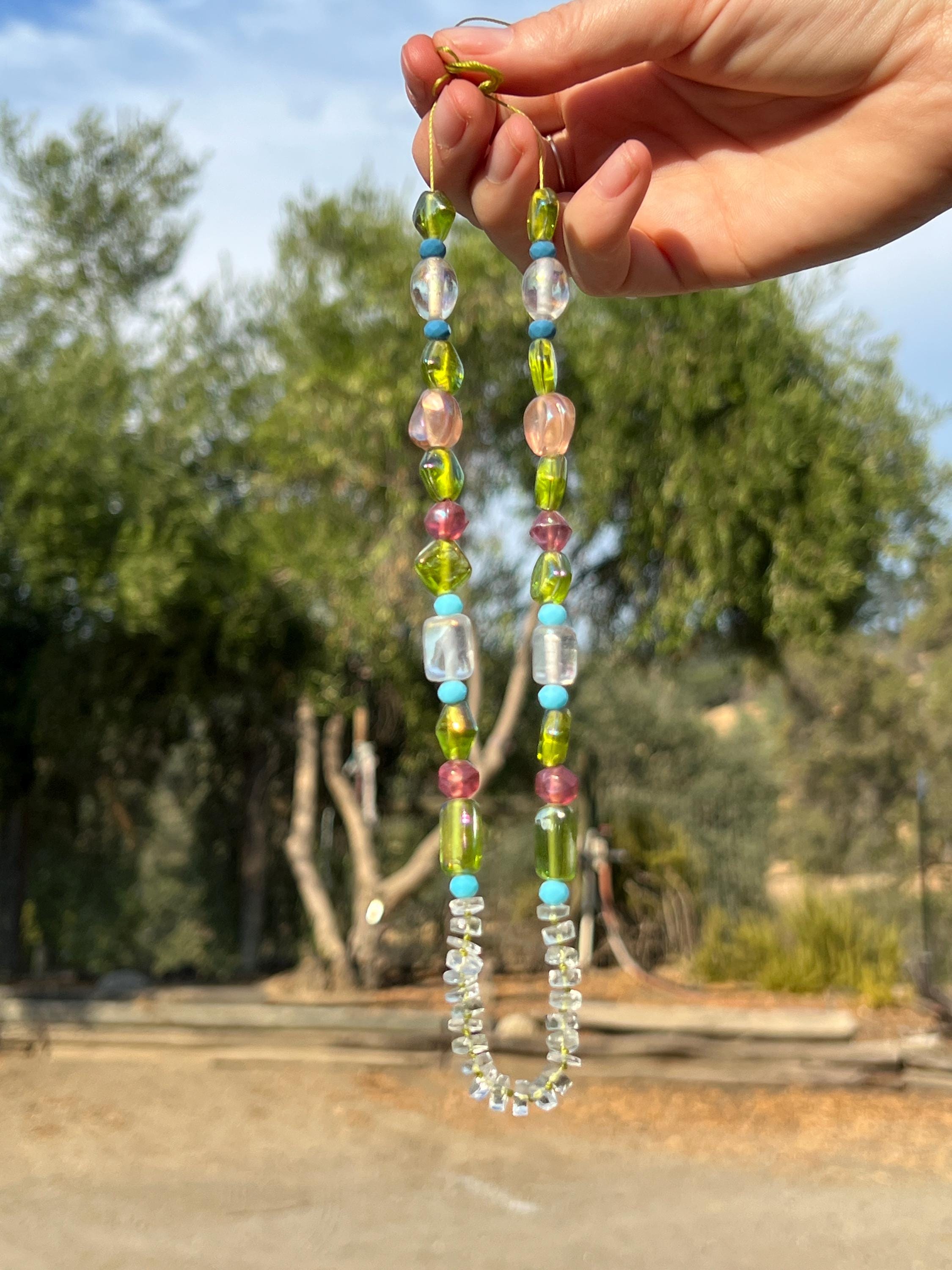 Aquamarine & Glass Bead Necklace