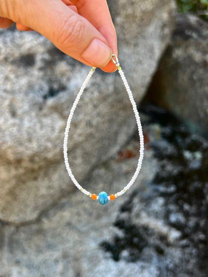 Seed Bead & Gemstone Bracelet, Sterling Silver Magnetic Clasp, Minimalist Boho Style