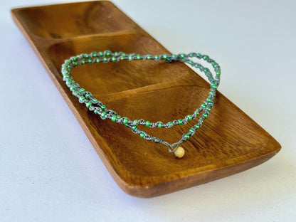 Delicate Hand Knotted Seed Bead Choker Necklace Minimalist Boho Style