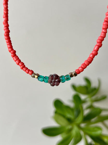 Delicate Seed Bead Choker Necklace, Sterling Silver Magnetic Closure, Minimalist Boho Style