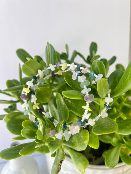 Gemstone Beaded Choker Necklace Sterling Silver Magnetic Clasp Eclectic Boho Design