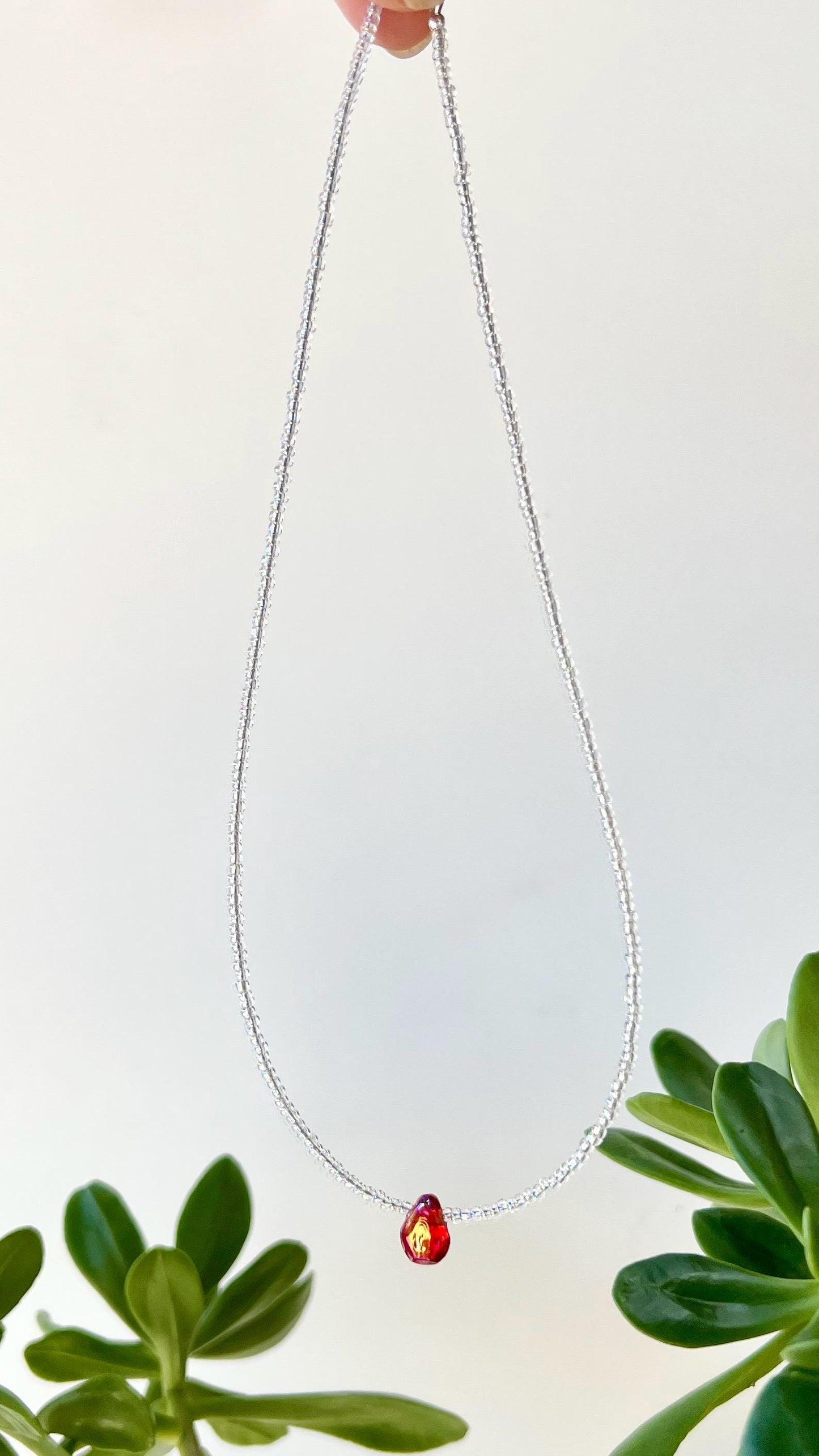 Delicate Seed Bead Choker Sterling Silver Magnetic Closure Necklace Minimalist Boho Style