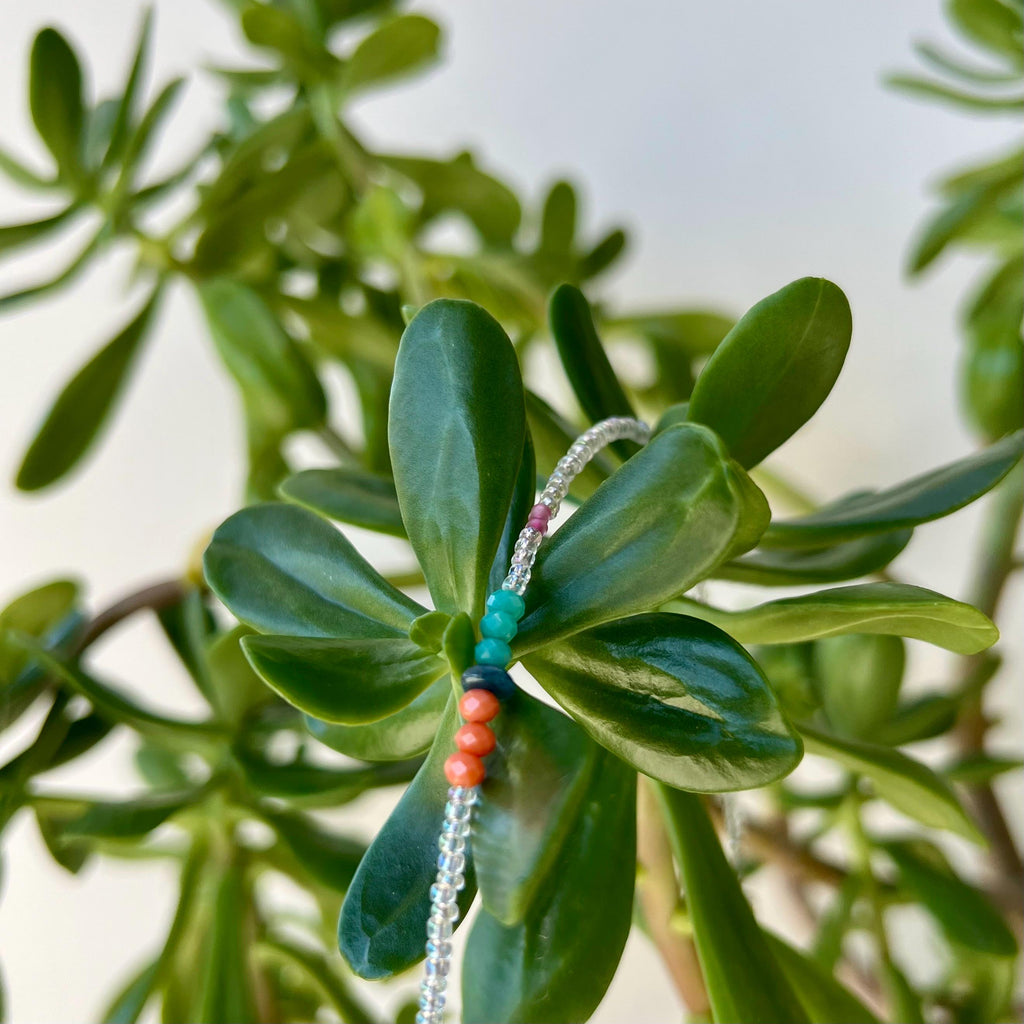 Seed Bead Heart Charm Necklace