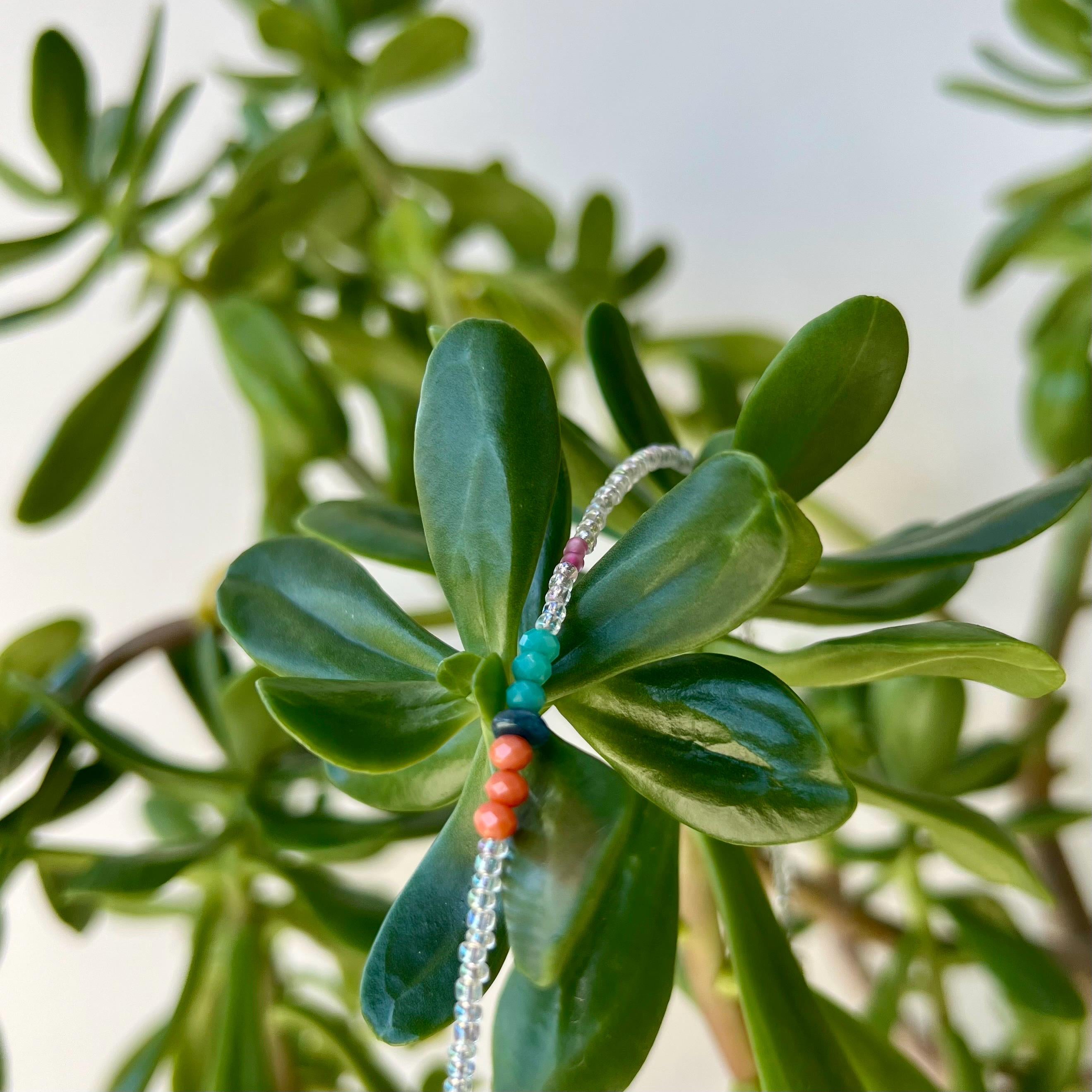 Seed Bead Heart Charm Necklace