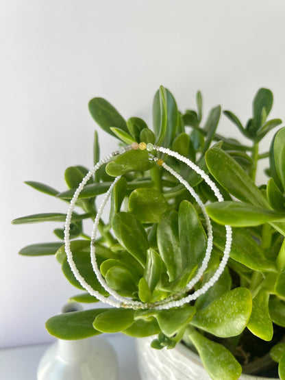 Delicate Gemstone Necklace, Seed Bead Choker, Sterling Silver Magnetic Closure, Minimalist Boho Style Jewelry