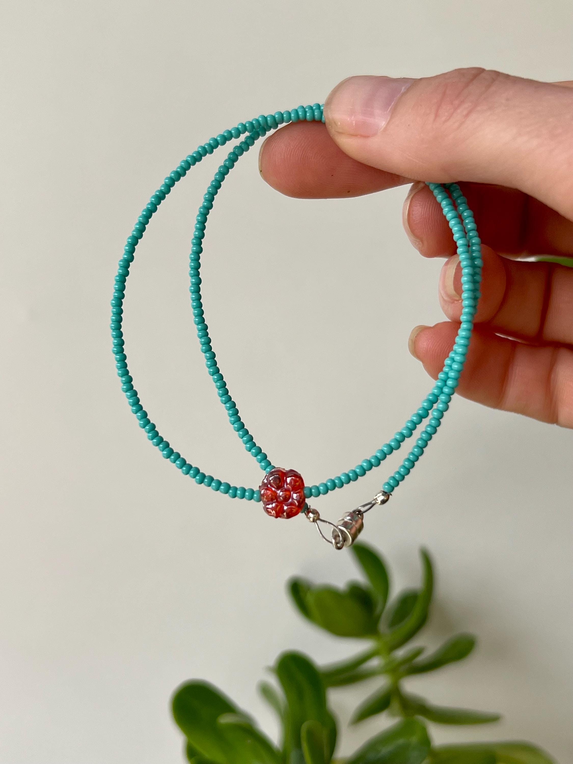 Teal Seed Bead Choker