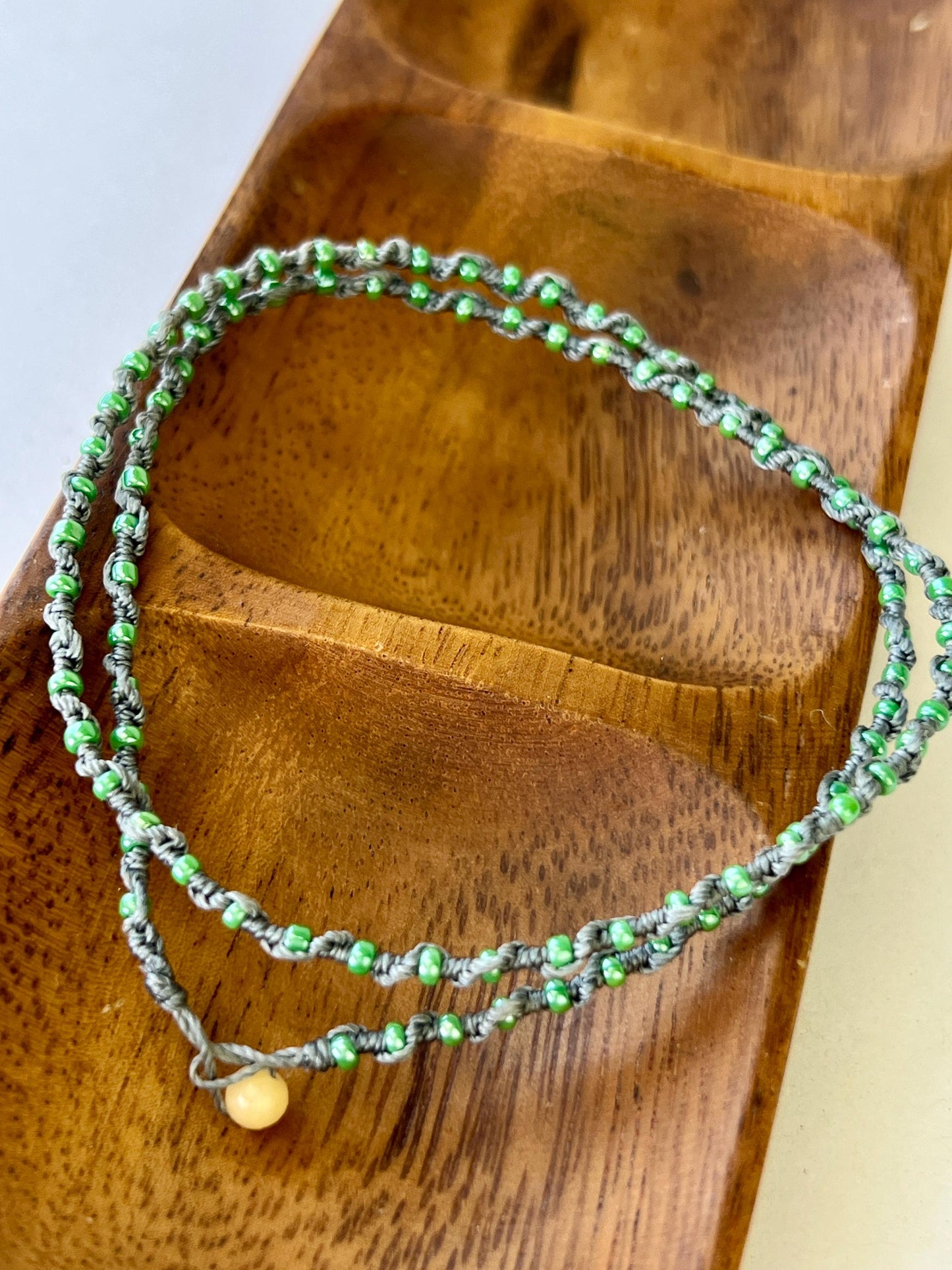 Delicate Hand Knotted Seed Bead Choker Necklace Minimalist Boho Style