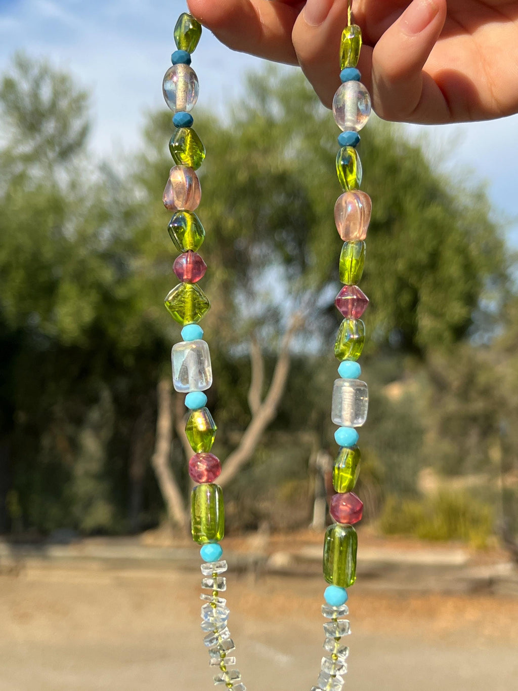 Aquamarine & Glass Bead Necklace