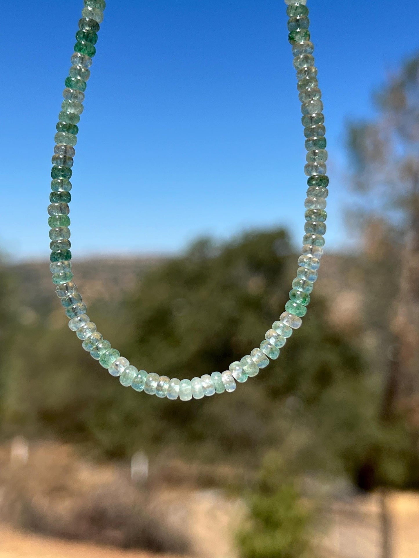 Strawberry Quartz Necklace: Sterling Silver Magnetic Clasp, Boho Green Beaded Jewelry