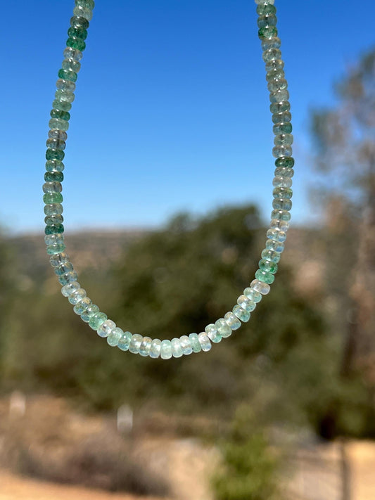 Strawberry Quartz Necklace: Sterling Silver Magnetic Clasp, Boho Green Beaded Jewelry