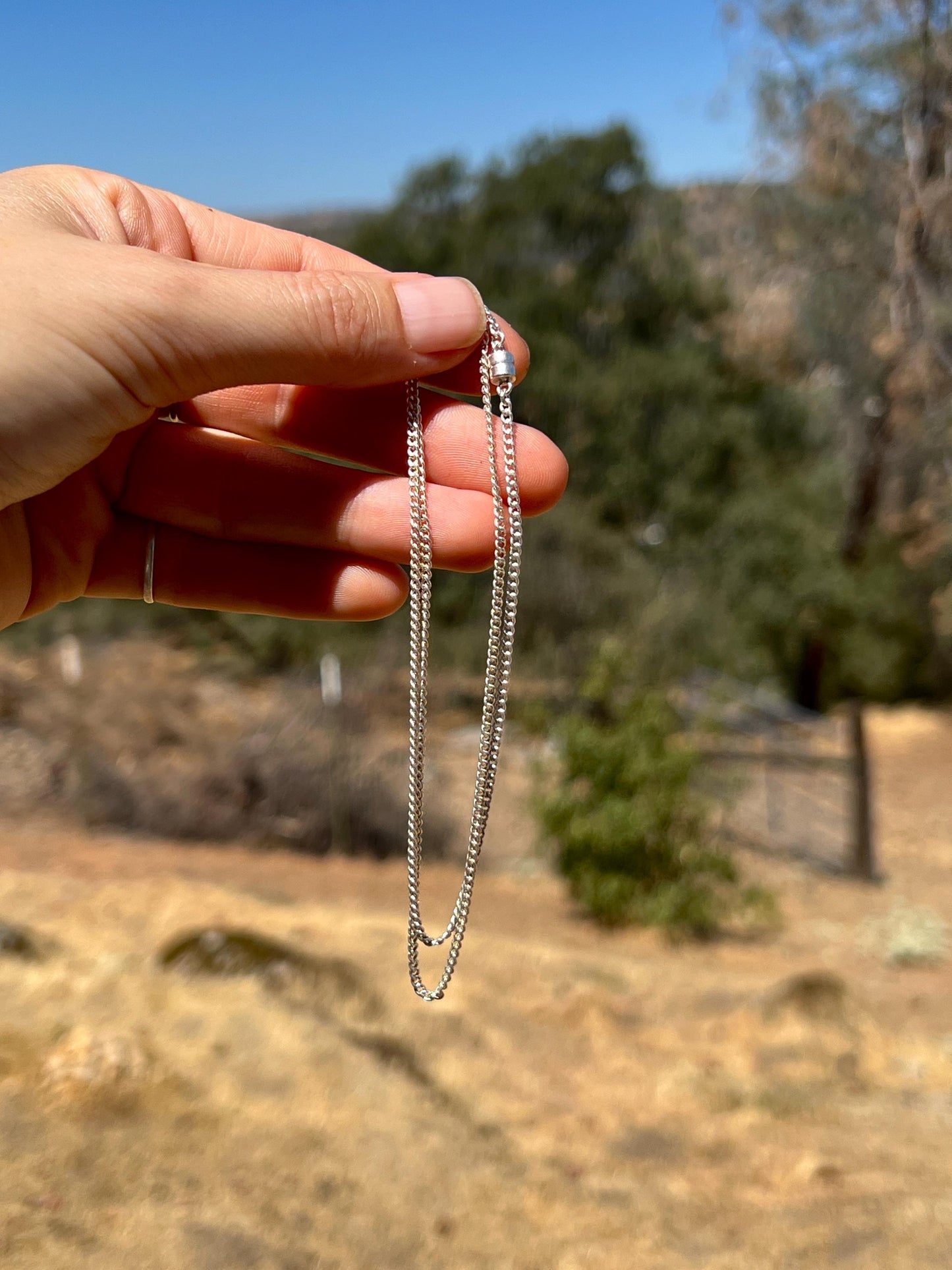 Sterling Silver Cuban Curb Chain Necklace 1.9mm Minimalist Magnetic Clasp