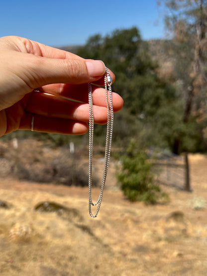 Sterling Silver Cuban Curb Chain Necklace 1.9mm Minimalist Magnetic Clasp