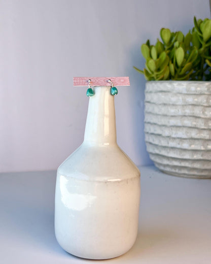 Sterling Silver Turquoise Bead Necklace & Earrings Set: Boho Minimalist Jewelry