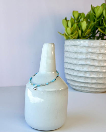 Boho Gemstone Beaded Bracelet Sterling Silver Magnetic Clasp Casual Minimalist Fine Jewelry Gift