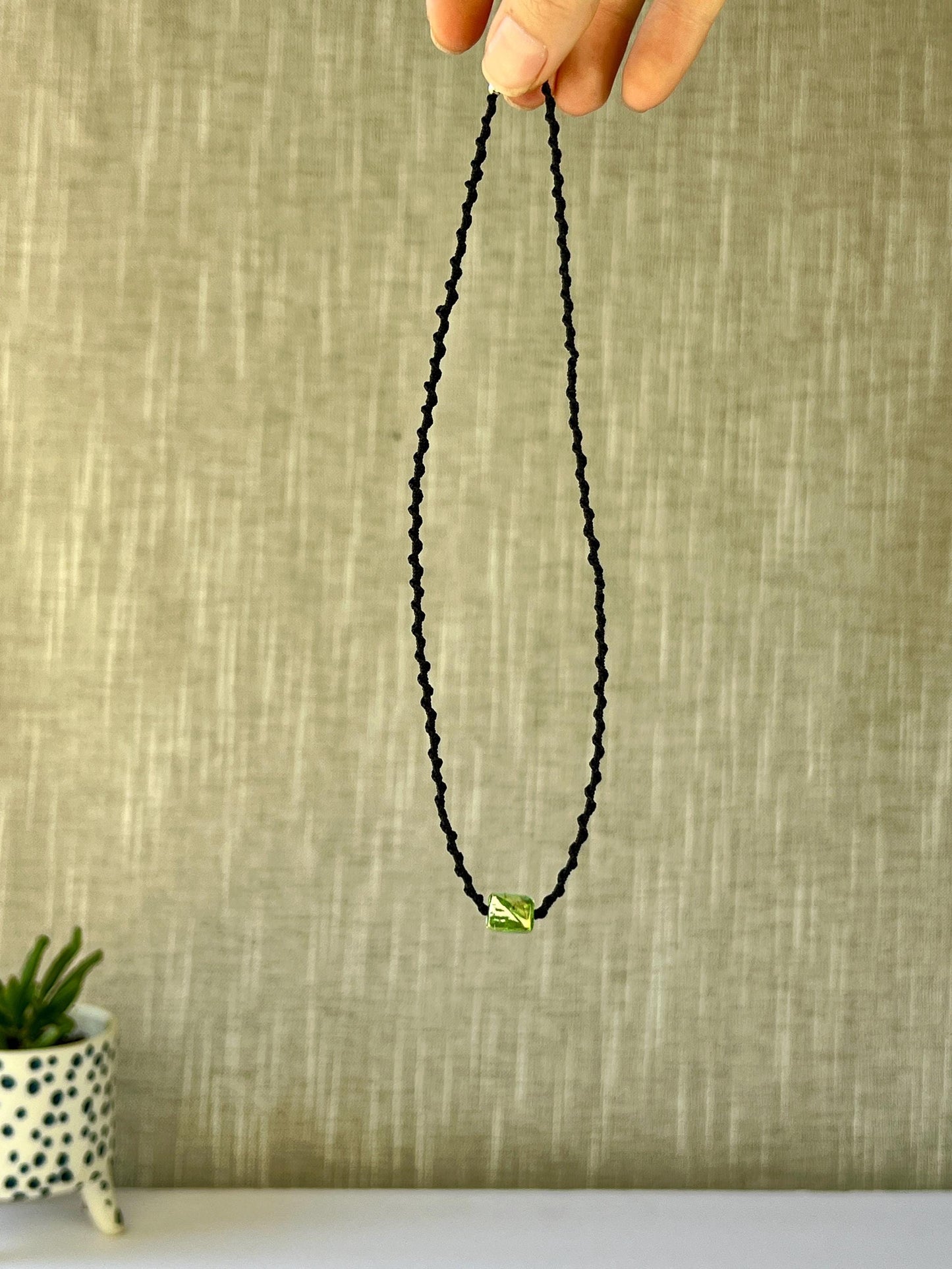 Hand Knotted Glass Bead Choker Necklace Sterling Silver Magnetic Closure Minimalist Jewlery Boho Style