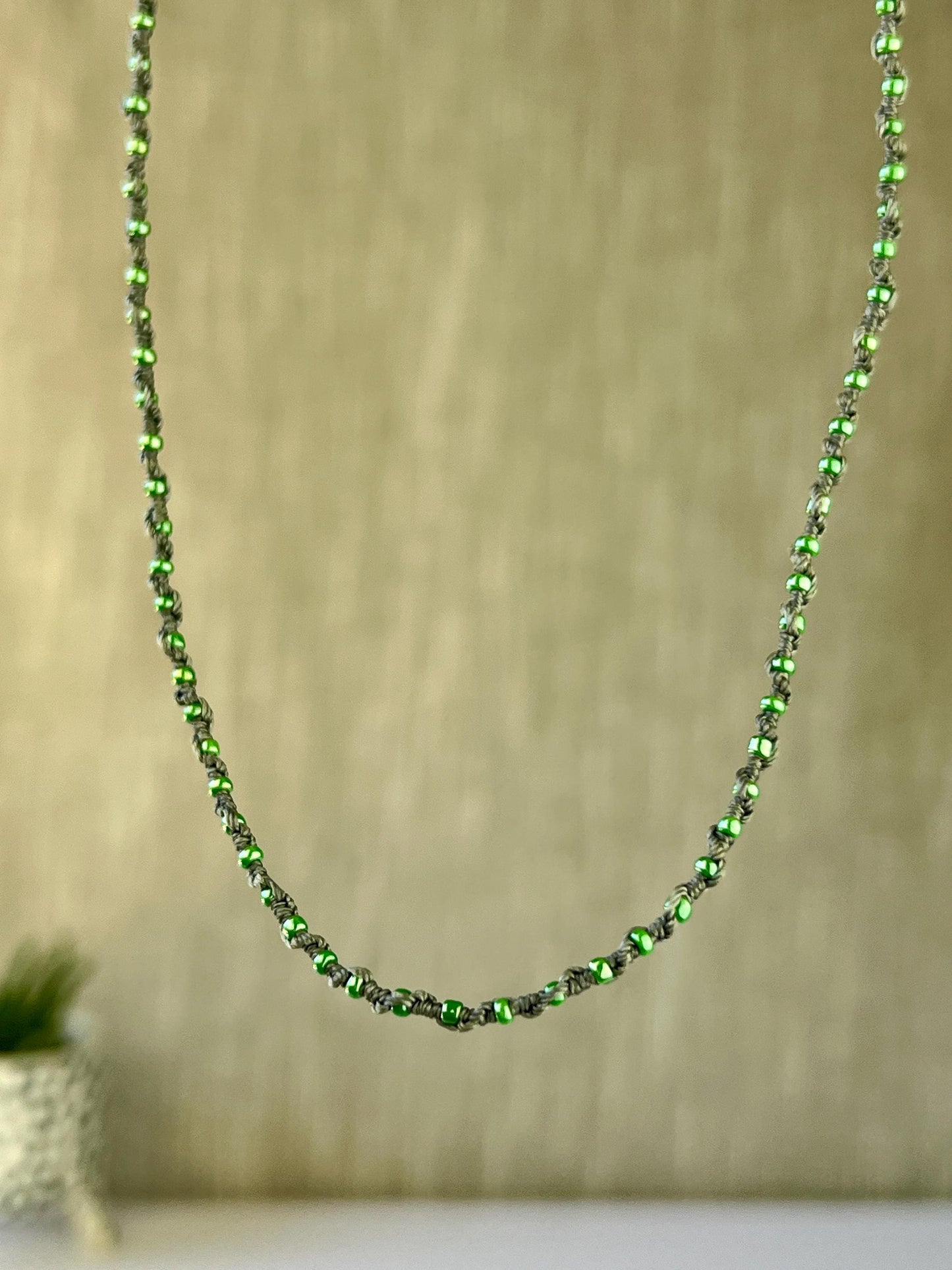 Delicate Hand Knotted Seed Bead Choker Necklace Minimalist Boho Style