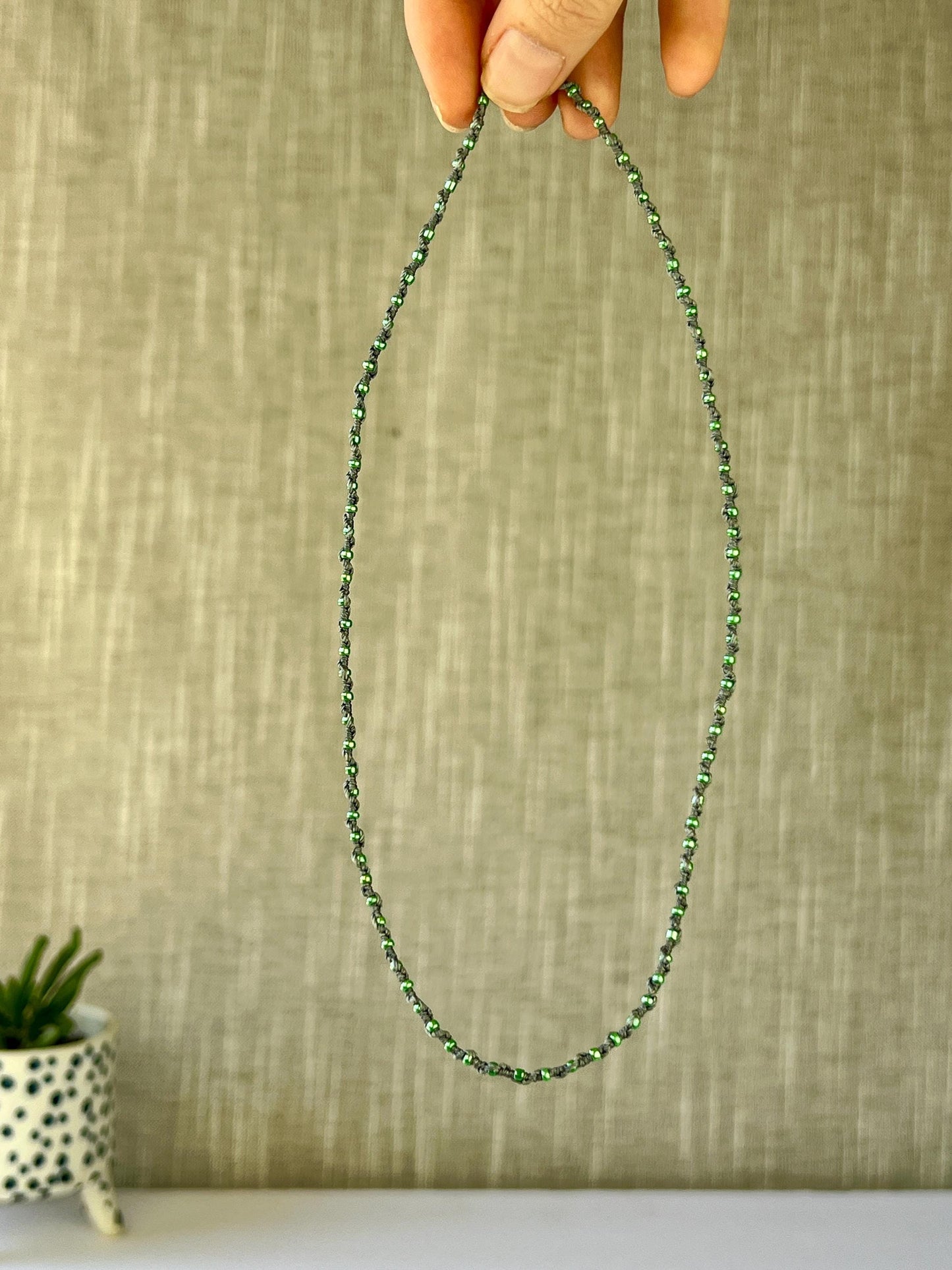 Delicate Hand Knotted Seed Bead Choker Necklace Minimalist Boho Style