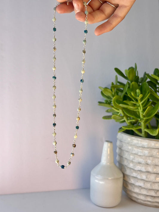 Gemstone & Sterling Silver Handcrafted Necklace, Magnetic Clasp Closure, Minimalist Boho Style Vibes