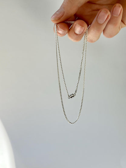 Sterling Silver Cuban Curb Chain Necklace 1.9mm Minimalist Magnetic Clasp