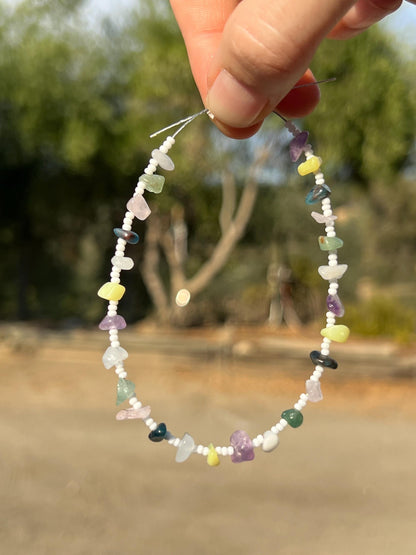 Gemstone Chip Bracelet, Sterling Silver Magnetic Clasp, Eclectic Boho Design