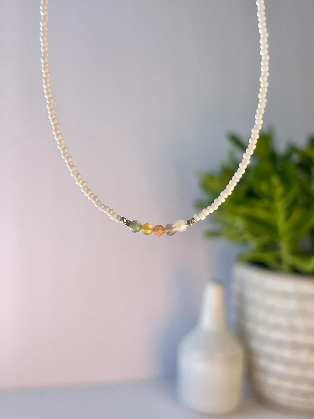Sunstone & Seed Bead Choker