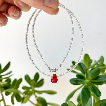 Delicate Seed Bead Choker Sterling Silver Magnetic Closure Necklace Minimalist Boho Style