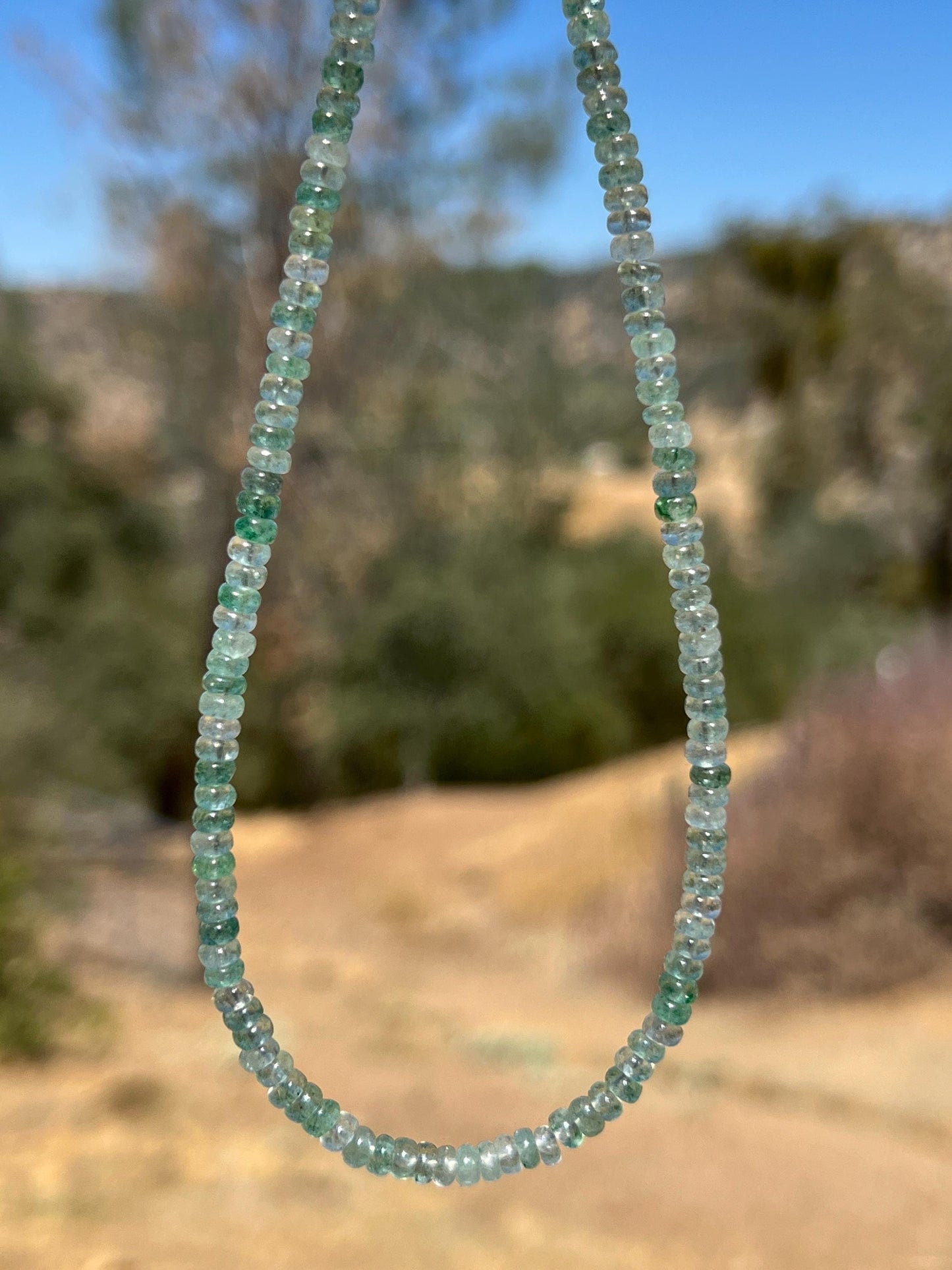 Strawberry Quartz Necklace: Sterling Silver Magnetic Clasp, Boho Green Beaded Jewelry