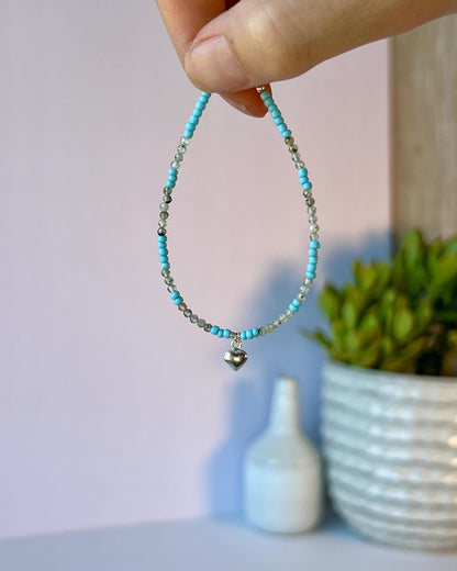 Boho Gemstone Beaded Bracelet Sterling Silver Magnetic Clasp Casual Minimalist Fine Jewelry Gift