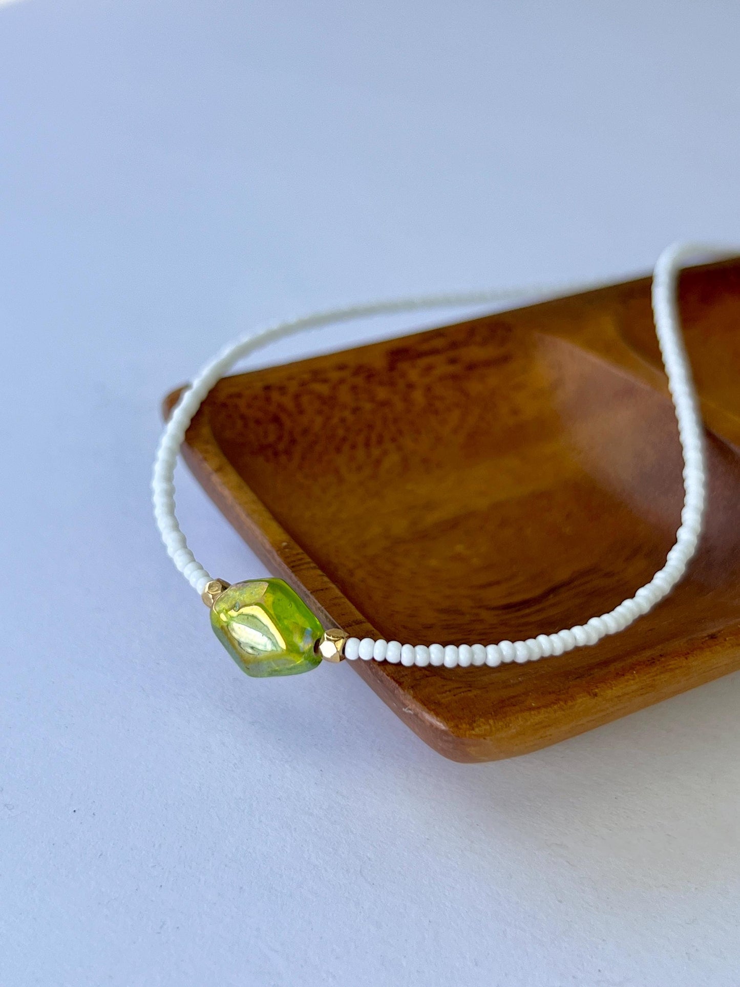 Boho Seed Bead Choker Necklace, Sterling Silver Magnetic Closure, Minimalist Boho Style