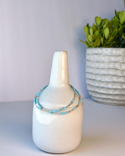 Delicate Gemstone and Seed Bead Choker Sterling Silver Magnetic Closure Necklace Minimalist Boho Style