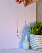 Hand Knotted Beaded Gemstone Necklace Sterling Silver Magnetic Closure Clasp Minimalist Boho Style Jewelry