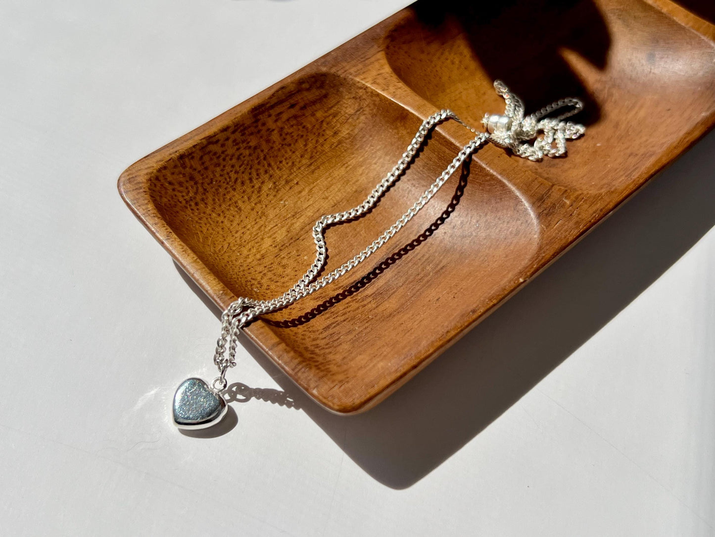 Sterling Silver Heart Pendant Necklace 1.9mm Chain Magnet Clasp Closure Minimalist Everyday Jewelry