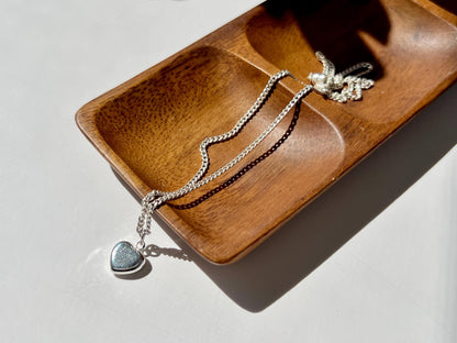 Sterling Silver Heart Pendant Necklace 1.9mm Chain Magnet Clasp Closure Minimalist Everyday Jewelry