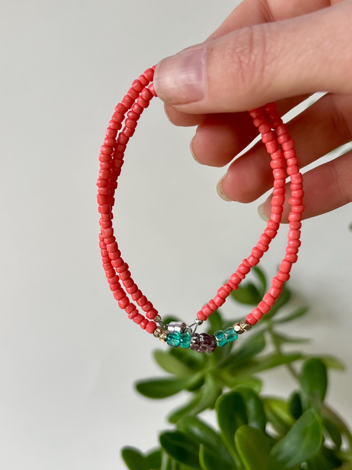 Delicate Seed Bead Choker Necklace, Sterling Silver Magnetic Closure, Minimalist Boho Style