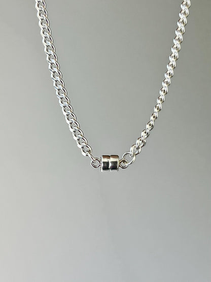 Sterling Silver Curb Link Bracelet Magnetic Clasp 3.15mm Chain Unisex Minimalist Jewelry