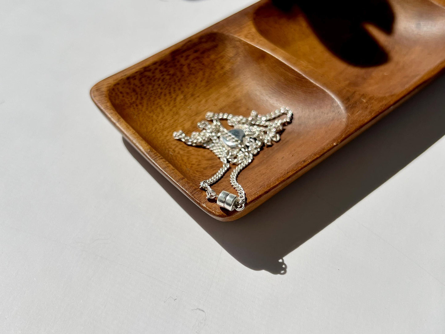 Sterling Silver Heart Pendant Necklace 1.9mm Chain Magnet Clasp Closure Minimalist Everyday Jewelry