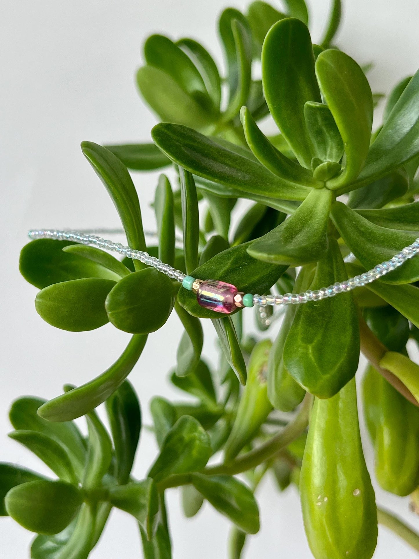 Delicate Seed Bead Choker Sterling Silver Magnetic Closure Necklace Minimalist Boho Style
