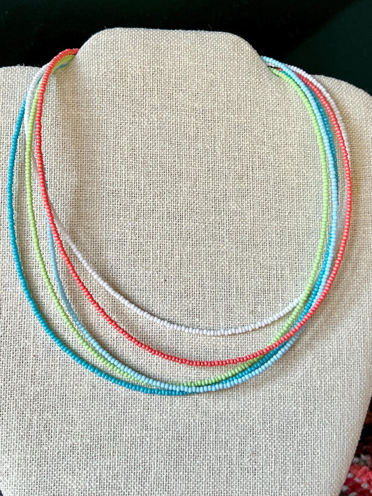 Colorful Seed Bead Necklaces, Minimalist Layering Jewelry, Magnetic Clasp Closure