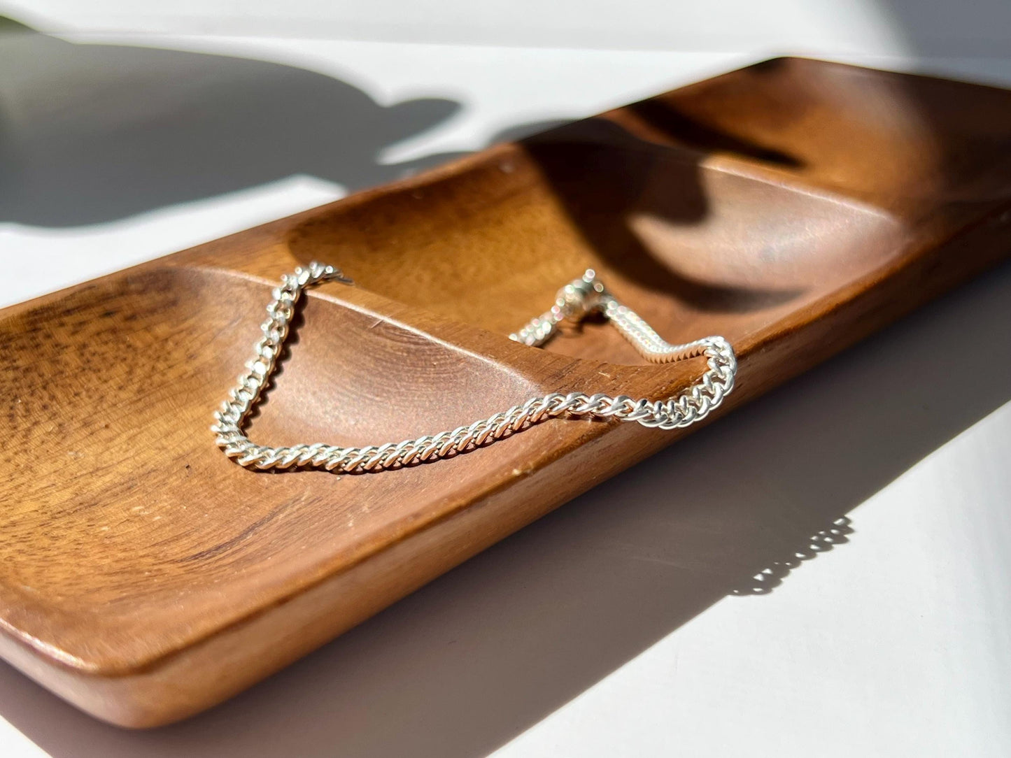 Sterling Silver Curb Link Bracelet Magnetic Clasp 3.15mm Chain Unisex Minimalist Jewelry