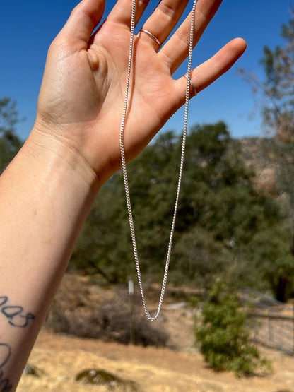 Sterling Silver Cuban Curb Chain Necklace 1.9mm Minimalist Magnetic Clasp