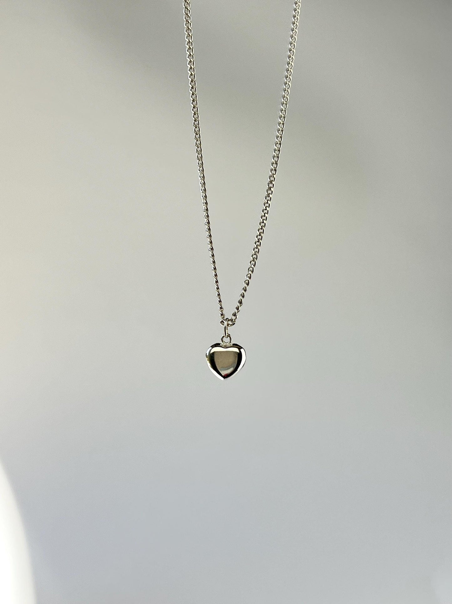 Sterling Silver Heart Pendant Necklace 1.9mm Chain Magnet Clasp Closure Minimalist Everyday Jewelry