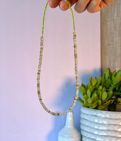 Funky Citrine Gemstone Necklace, Sterling Silver Magnetic Closure, Minimalist Boho Style